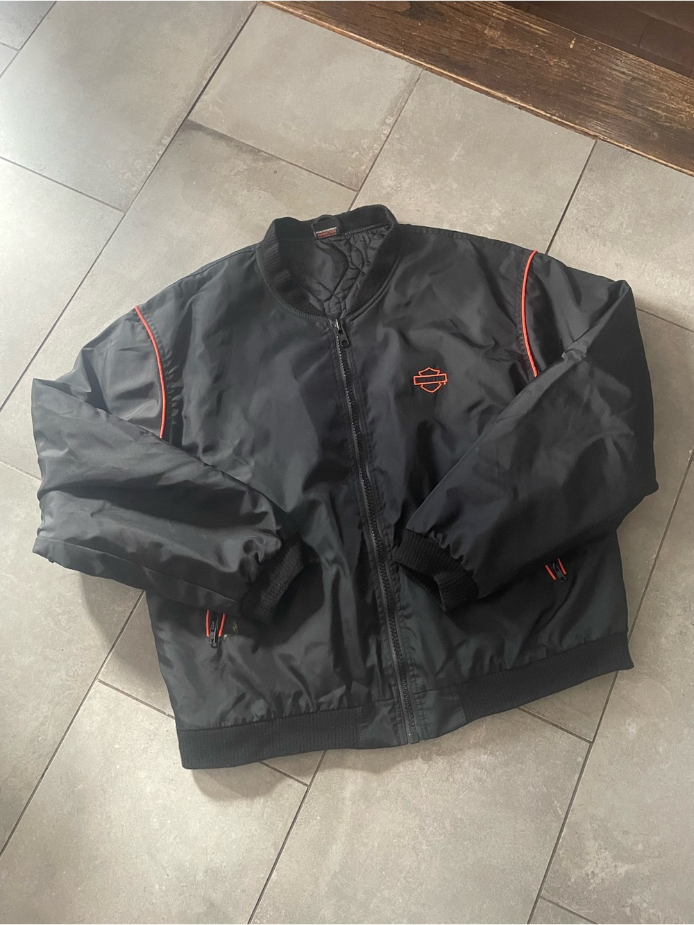 Harley-Davidson Black Bomber Jacket with Orange Piping